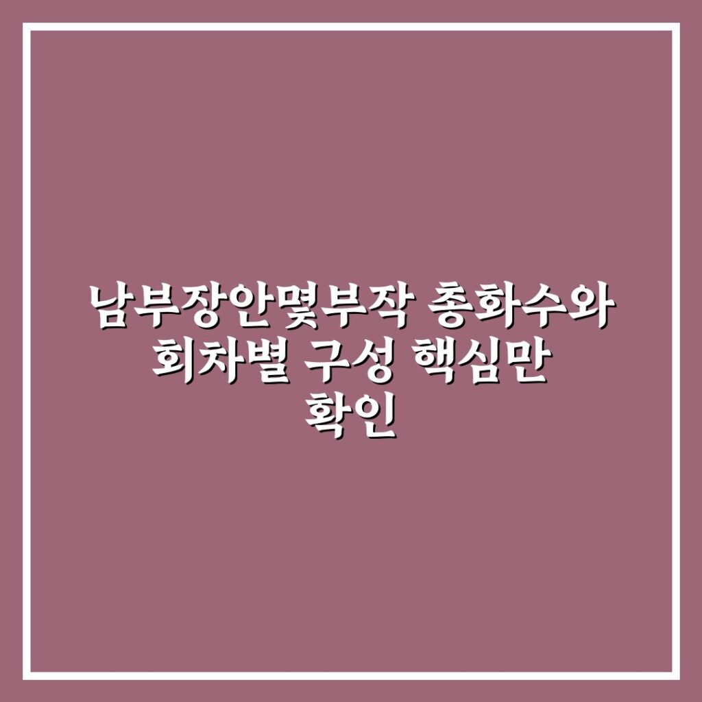 남부장안몇부작 총화수와 회차별 구성 핵심만 확인